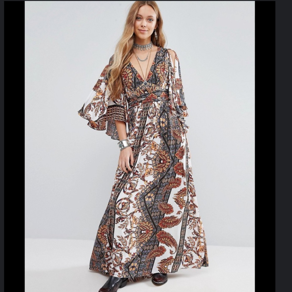Free People Fern Cream Bohemian Maxi